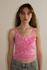 FRILL CAMI TOP / PINK