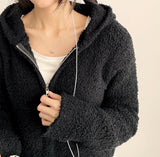 Liat Pocket Point Fluffy Fleece Hooded Zip-Up