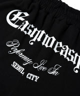 Gothic lettering Bermuda sweatpants - Black