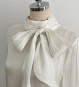 Neju Bling Satin Tie Blouse