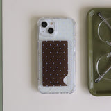[Jelly] mini dot (Brown&blue dot) Card pocket case