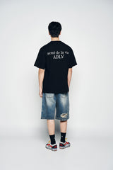 25SS ヘムラインデストロイドデニムショートパンツ ブルー