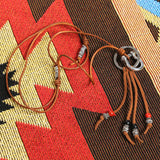 turquoise & leather cord beads necklace brown