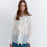 See-through Frill Blouse White