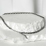 ss-box chain signature bullet tail necklace_dark silver