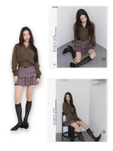 カーキハイネックレトロストリートジップアップ