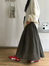 Vintage check long skirt