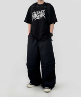 イリューネスレタリングオーバーサイズスプリットショートスリーブTシャツ
