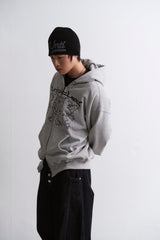 UNTITLED LION EMBLEM  HOOD ZIP UP  GRAY