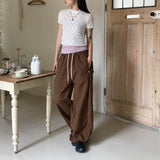 Todder side snap button nylon wide pants
