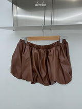 brown leather pumpkin banding skirt