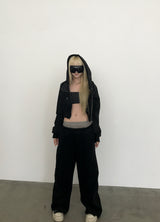 [FLEECE]クリスタルドットクロップドフードジップアップ