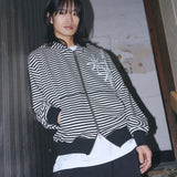 Untitled　スターリーナイトスモールストライプフードジップアップ Black White