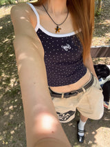 Star string Tank top Navy 