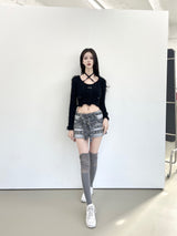 ピアシングスターデニムミニスカート