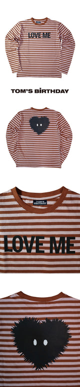 LOVE ME Stripe Long T-shirt Peach Brown