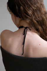 Black silky crochet knit choker