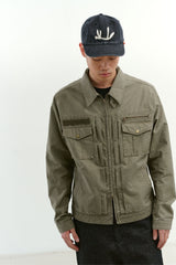 ビンテージウォッシュド5ポケットワークジャケット (Washed Khaki)