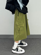 diagonal cargo bermuda pants