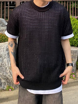 Mesh Round Short Sleeve Knit 3C