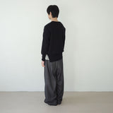 stripe curved wide slacks