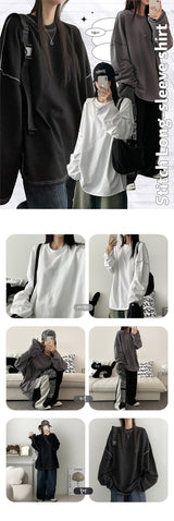 トロムスティッチオーバーサイズフィットロングTシャツ