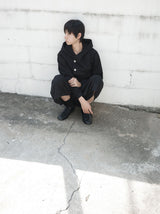 [DOJINOI] YEOMIM CROP HOODIE JUMPER BLACK