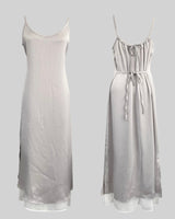 Pulse satin layered shirring one-piece