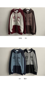 Bath Coloring Fleece-Lined Two-Way Hooded Zip-Up