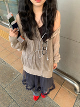 Summer knit hooded zip-up