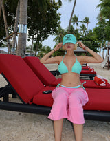 4 color banding harem baggy Aladdin half-length shorts