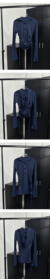 Shirring crop hood top(2color)
