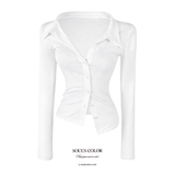 Slim Collar Button Top (2color)