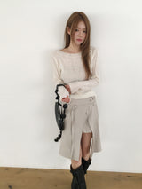 Stitch boat neck knit