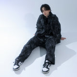tie-dye wide cargo pants_black
