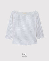 Dot Crop Three Quarter Sleeve T-Shirt (4color)