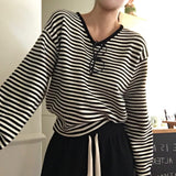 [BELLIDE MADE] ルーズフィットストライプVネックニット