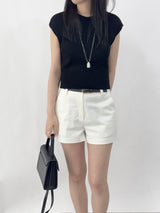 Shannon Cap Sleeveless Ribbed Short Sleeve Knit T-shirt