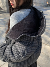 25FW★ [MADE] Odin Check Hood High Neck String Padding