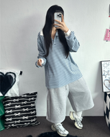 BIG COLLAR OVER MOXY ストライプルーズ長袖Tシャツ💙🩵🤎❤4COLOR