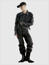 DIAMOND PATCH WASHING BLACK DENIM PANTS