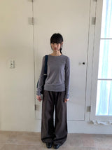 ベルタリーカラーラウンド長袖Tシャツ