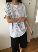 リツカ ドッグプリント ルーズフィット ショートスリーブ Tシャツ