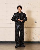 Circle Leather Blazer (Black)