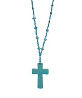 Mint Blue Antique Cross Necklace
