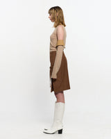  Detachable Sleeve One Shoulder Top _ BEIGE