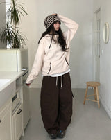 Hamong Diagonal Zipper High-Neck Fleece Hood