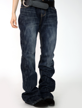 back rivet boots cut denim pants