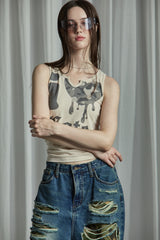 LOVE CAMO SLEEVESS TOP
