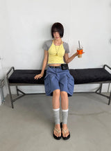 OVERLAP HALTER TEE